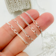 V240SS. Sterling Silver 3 Links Long and Curb Chain in Between